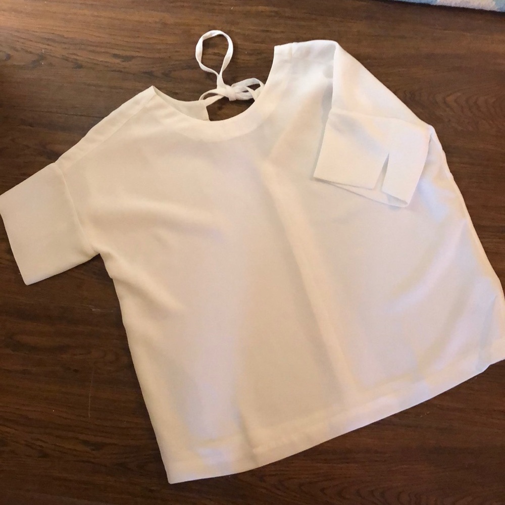 Madewell white crepe top. Size S